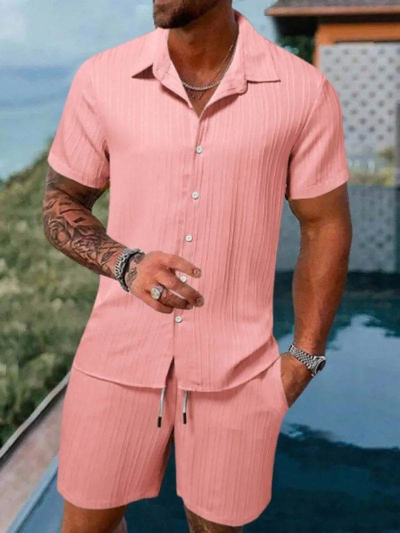 Buy Center Men's Polo Sports Suit - Casual Drawstring Shorts Set - Buy Center UK