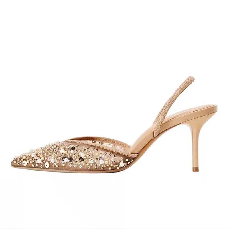 Buy Center Luxury Designer Bling Heels - Pointy Toe, Elegant Slingbacks - Buy Center UK