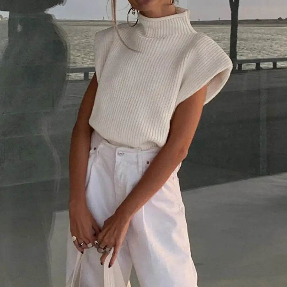 Buy Center Women's Sleeveless Vest Sweater - Warm Turtleneck Pullover - Buy Center UK