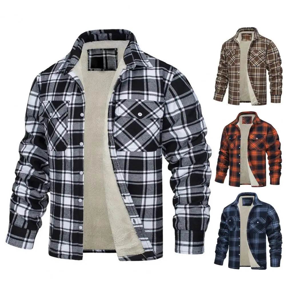Buy Center Men’s Thick Plush Plaid Jacket - Warm Casual Winter Coat - Buy Center UK