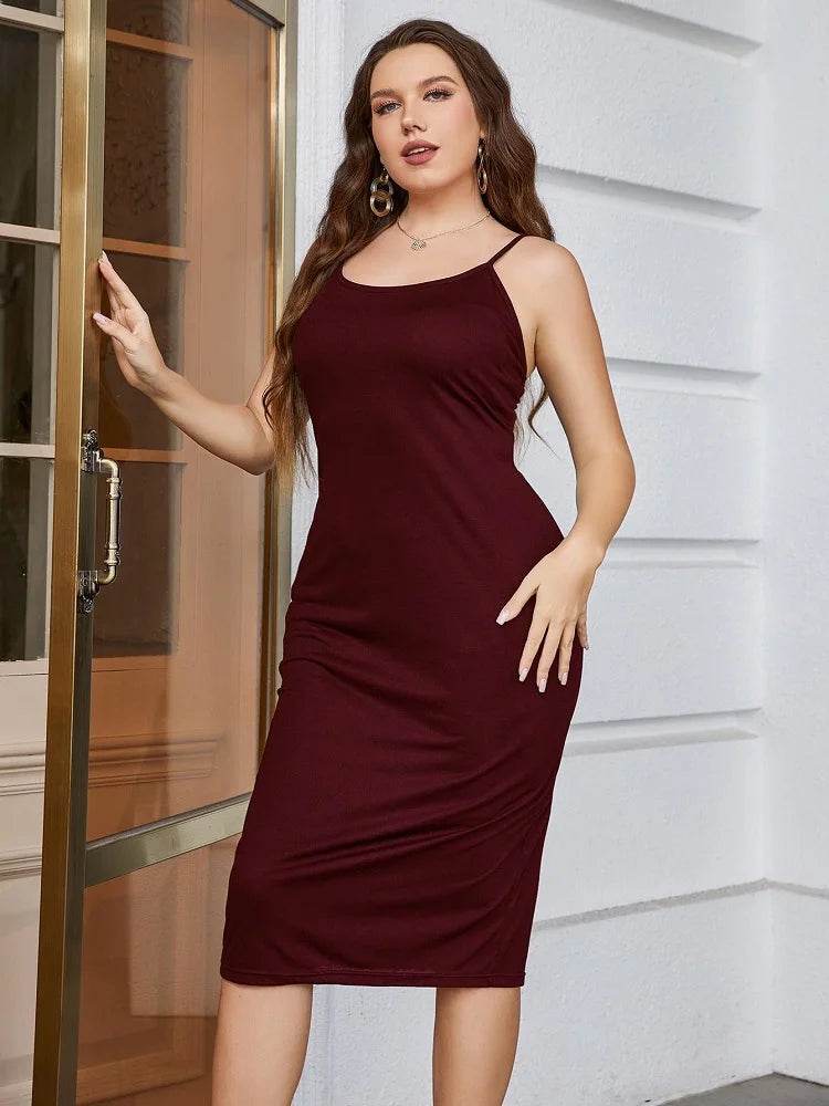 Buy Center Plus Size Sleeveless Spaghetti Strap Cocktail Dress - Buy Center UK