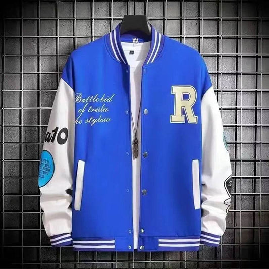 Spring Men's R Printed Baseball Jacket - Stylish High Street Fashion - Buy Center UK