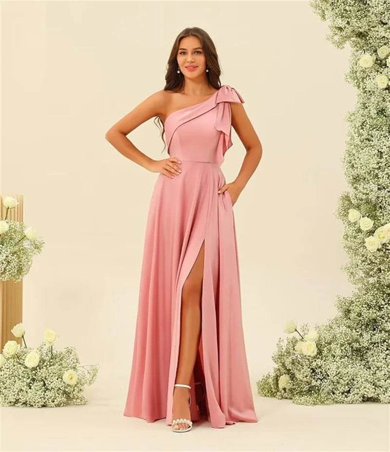 Buy Center Customized Satin A-Line One Shoulder Bridesmaid Dress - Buy Center UK
