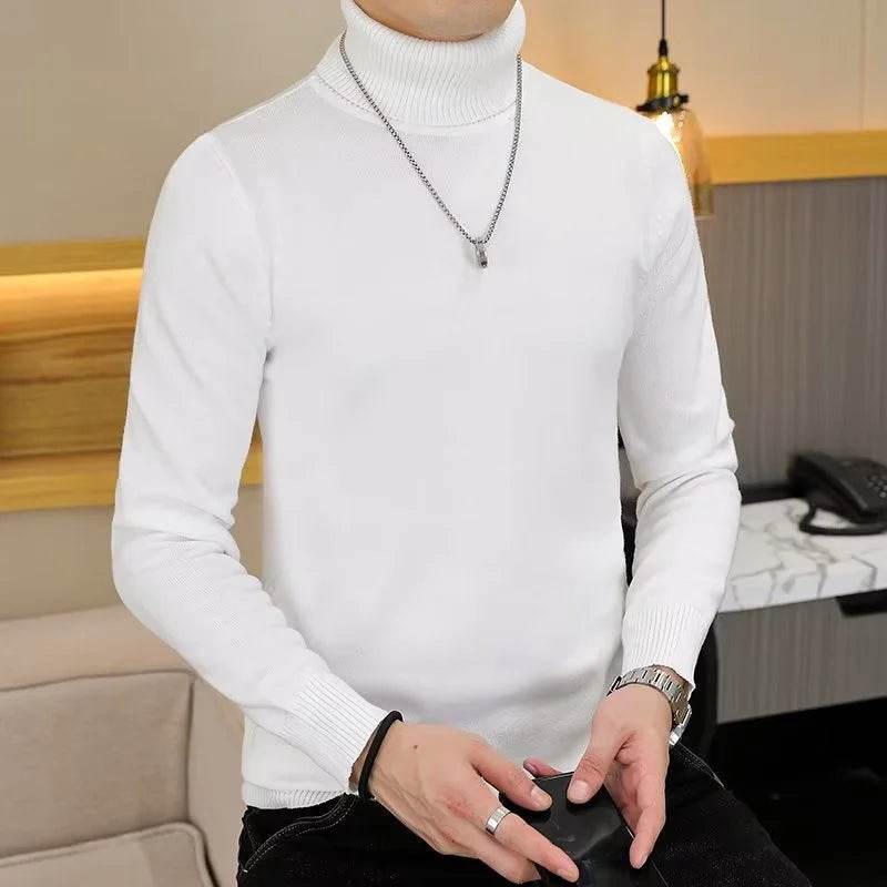 Buy Center Men's Black and White Turtleneck Sweater - Stylish Knit - Buy Center UK