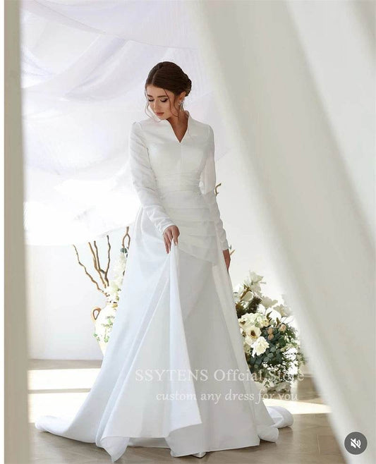 SSYTENS Long Sleeve Muslim Evening Dress - Elegant Mermaid Gown - Buy Center UK