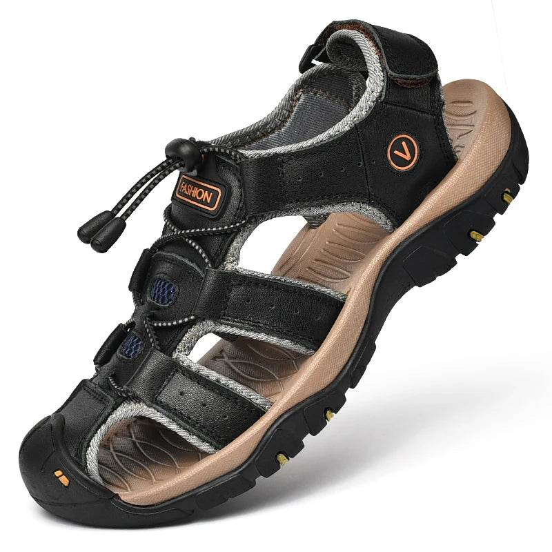 Buy Center Men's Casual Leather Sandals - Comfortable Summer Shoes - Buy Center UK