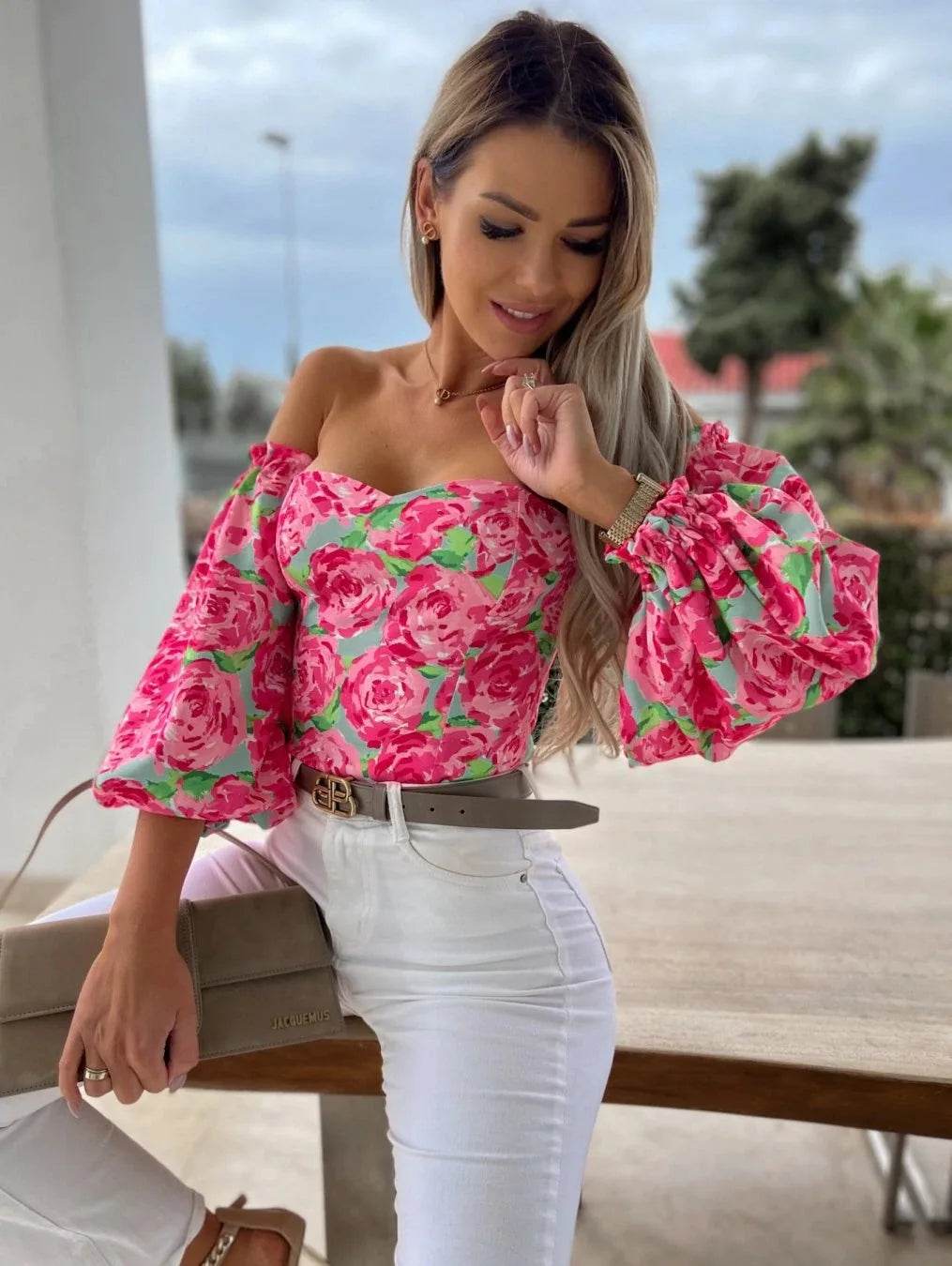 Buy Center Women's Elegant Chiffon Blouse - Casual V-Neck Long Sleeve - Buy Center UK