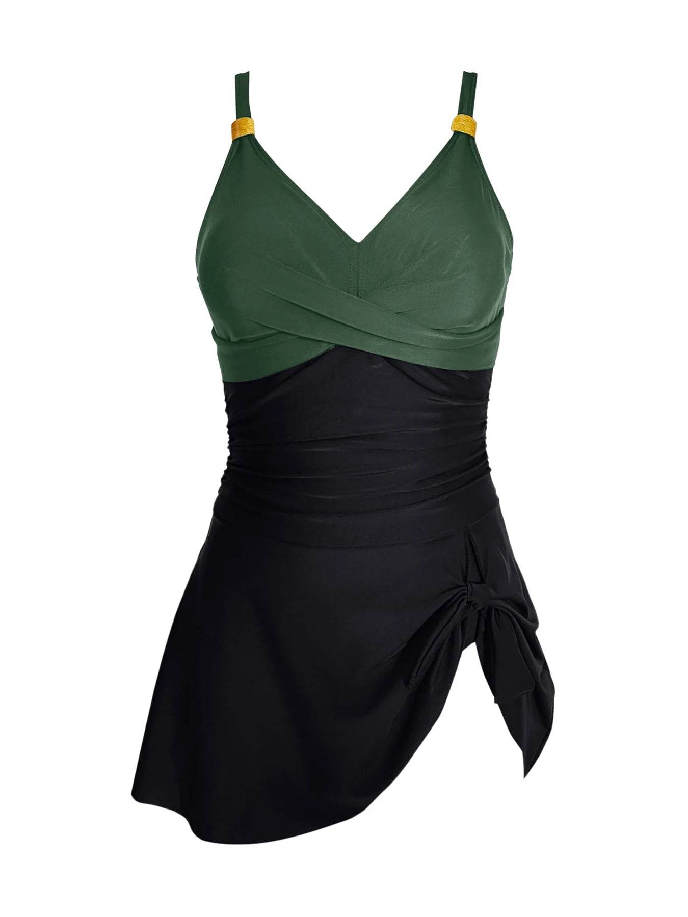 2025 Deep-V Plus Size One Piece Swimsuit - Chic Skirt Design - Buy Center UK