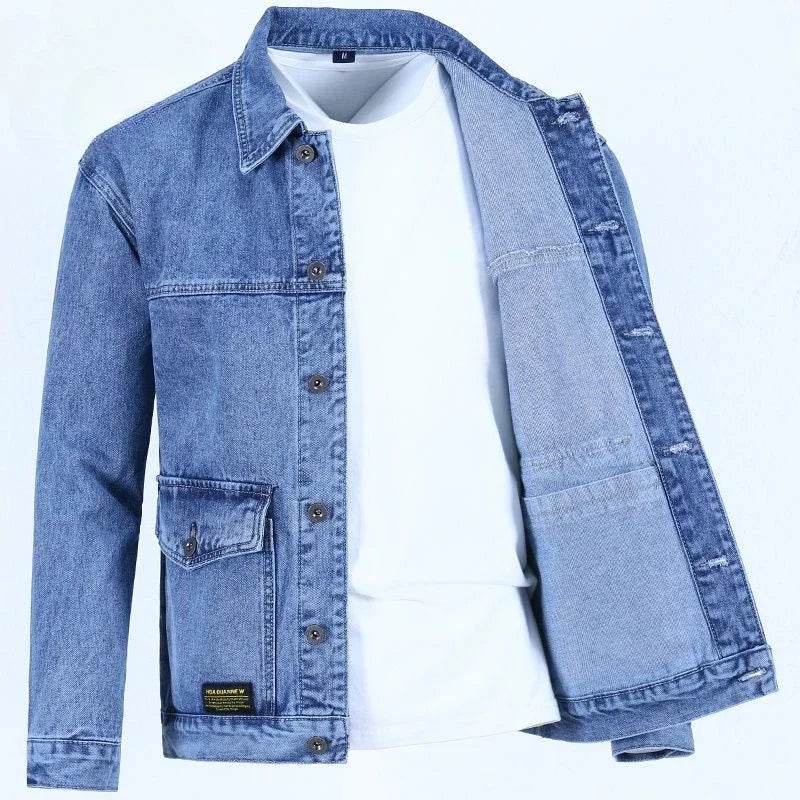 Buy Center Men's Denim Jacket - Vintage Loose Fit Gray Style - Buy Center UK