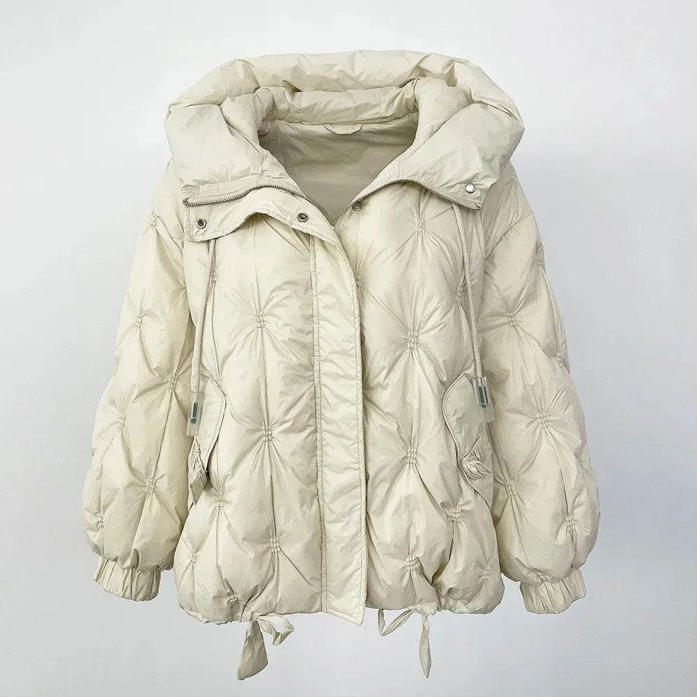 Women's Korean Down Jacket 2024 - Loose Fit, Warm Hooded Style - Buy Center UK