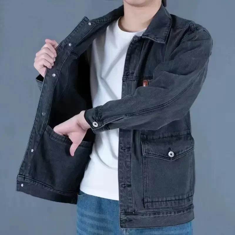 Buy Center Men's Denim Jacket - Vintage Loose Fit Gray Style - Buy Center UK
