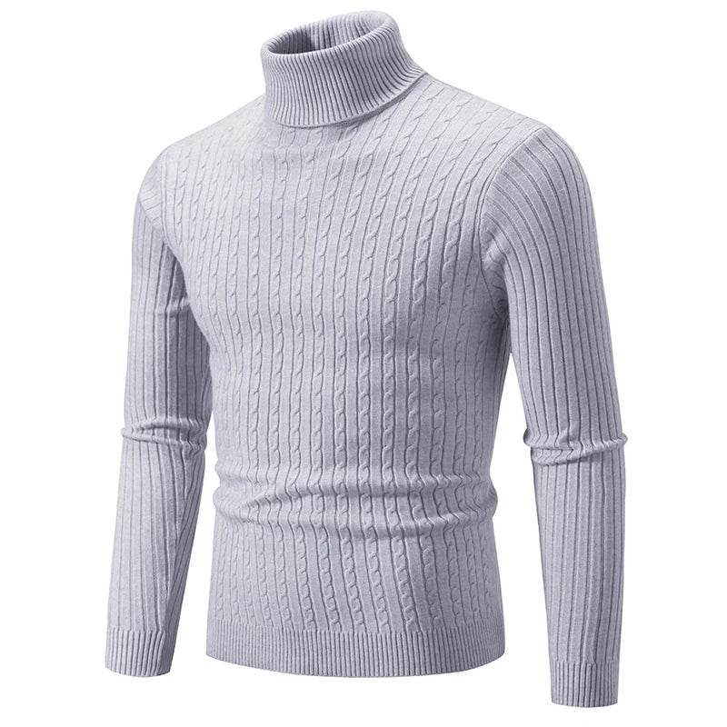 New Autumn Men's Jacquard Sweater - Cozy High Neck Turtleneck Pullover - Buy Center UK