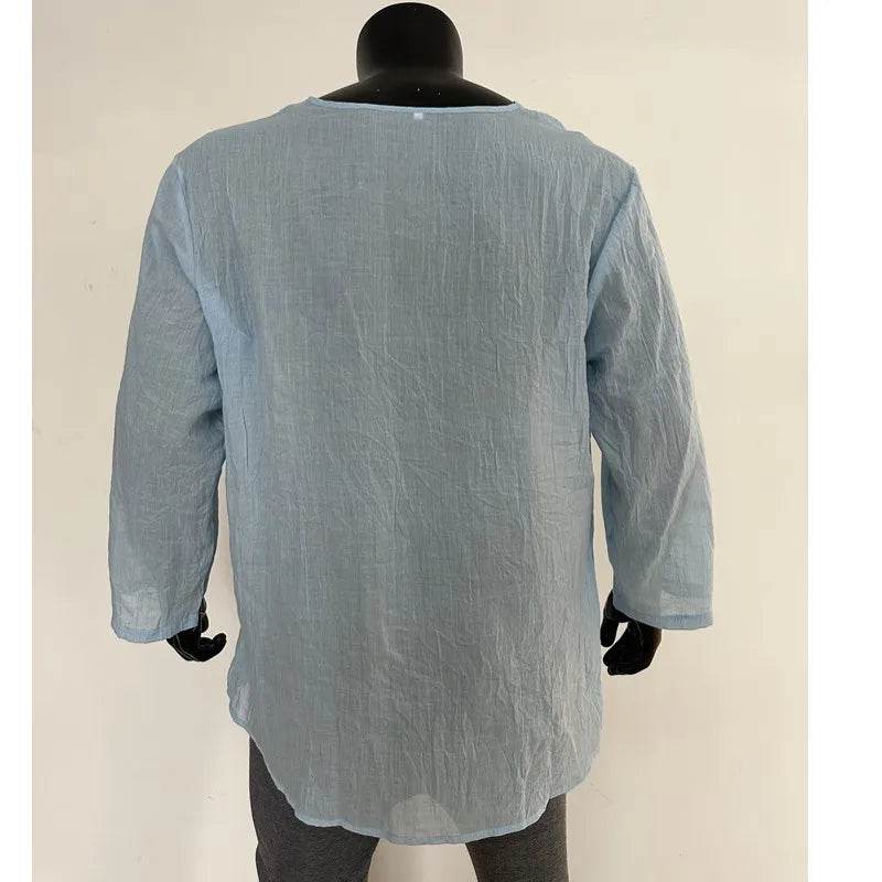 Buy Center V-neck Solid Color Casual Shirt - Stylish for All Seasons - Buy Center UK