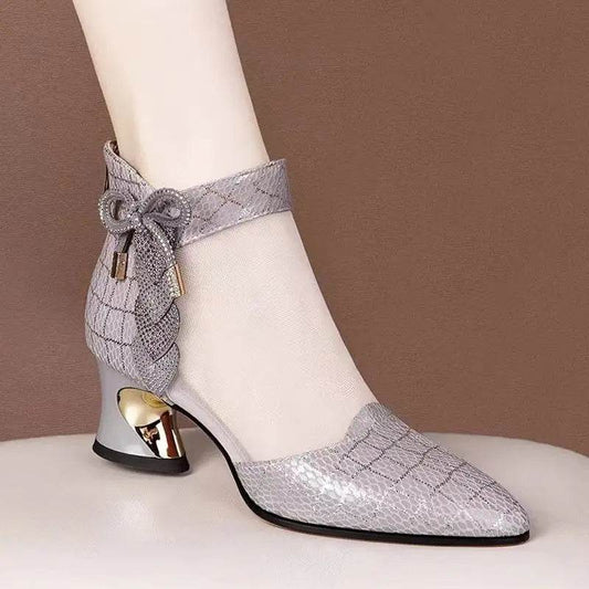 KNCOKAR Women's Hollow Mesh Sandals - Breathable Pointed Toe Heels - Buy Center UK