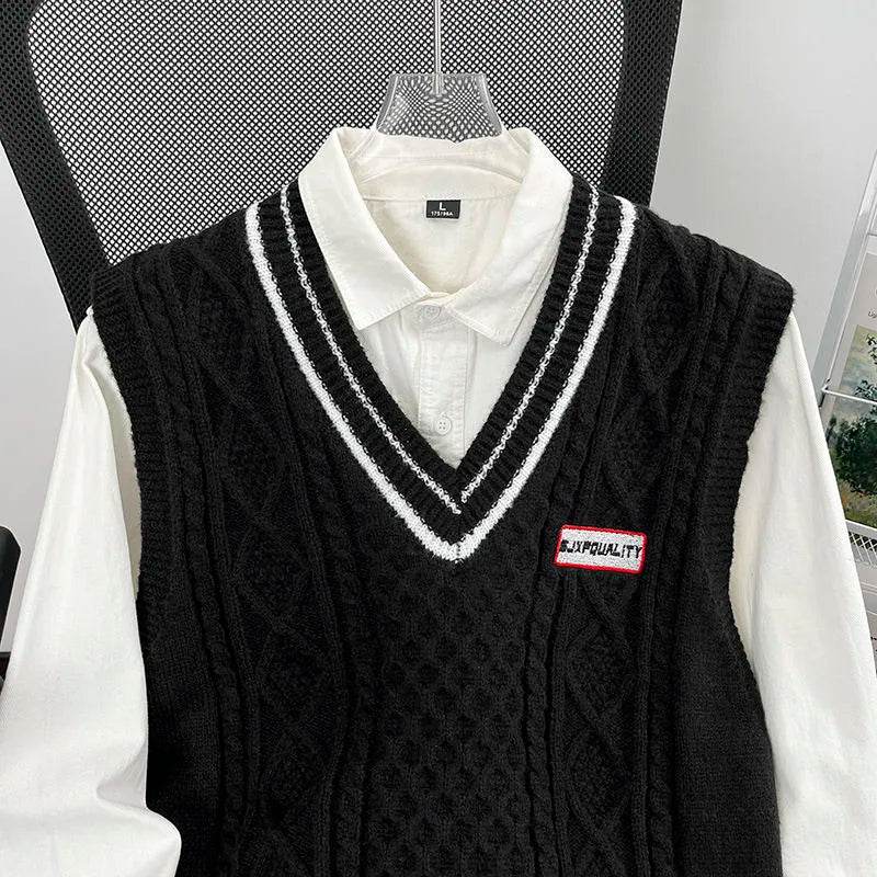 Buy Center Men's Loose Knitted Vest - Thickened Sleeveless V-Neck - Buy Center UK