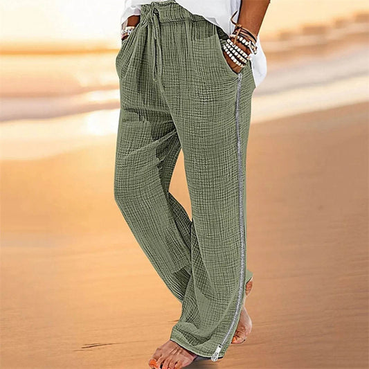 Spring Autumn Men's Wide Leg Pants - Casual Zipper Pockets, Elastic Waist - Buy Center UK