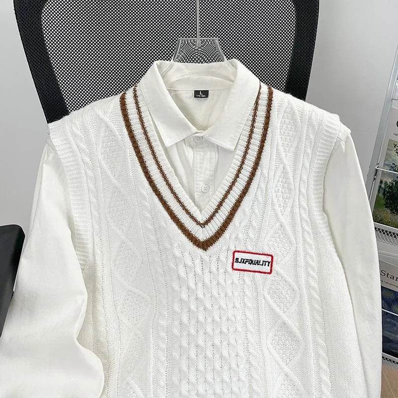 Buy Center Men's Loose Knitted Vest - Thickened Sleeveless V-Neck - Buy Center UK