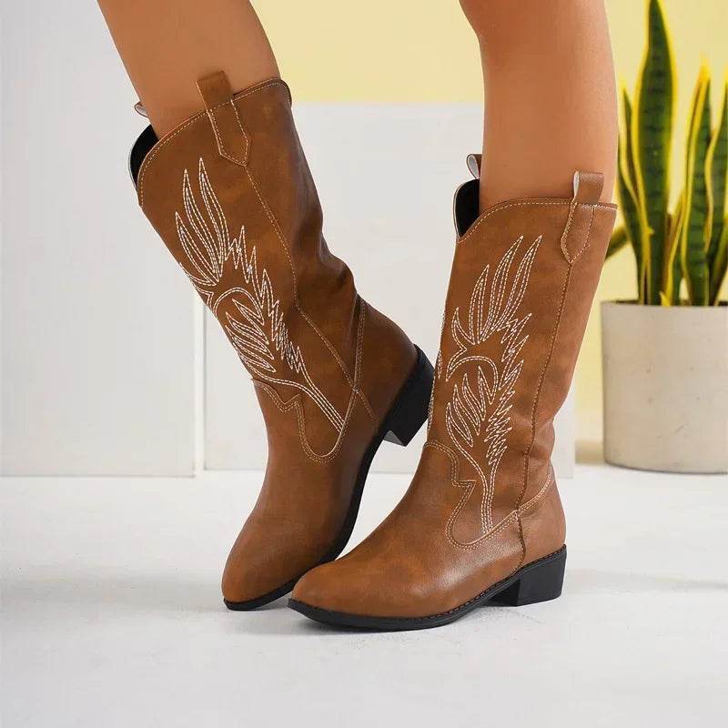 Women's Autumn Winter Slip-On Knight Boots - Thick Sole & Pointed Toe - Buy Center UK