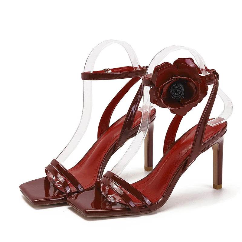 Liyke Women's Wine Red Patent Leather Ankle Strap Gladiator Sandals - Buy Center UK