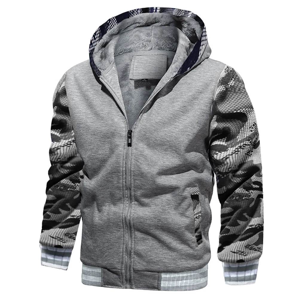 Buy Center Men's Fleece Jacket - Warm Camouflage Hooded Coat - Buy Center UK