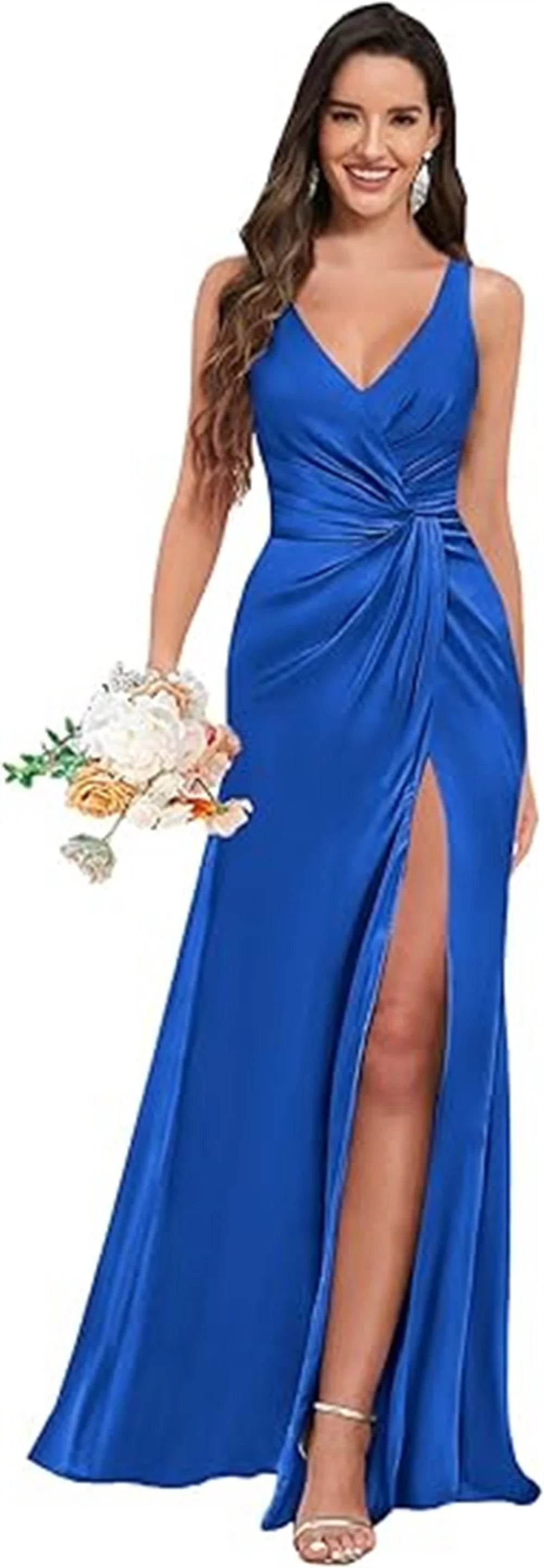 Customized Mermaid Satin Bridesmaid Dresses - Elegant V-Neck Design - Buy Center UK