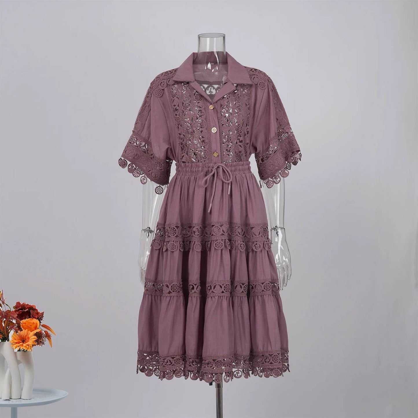 Luxury Hollow Out Dress Two Piece Set - Elegant Summer Outfit - Buy Center UK