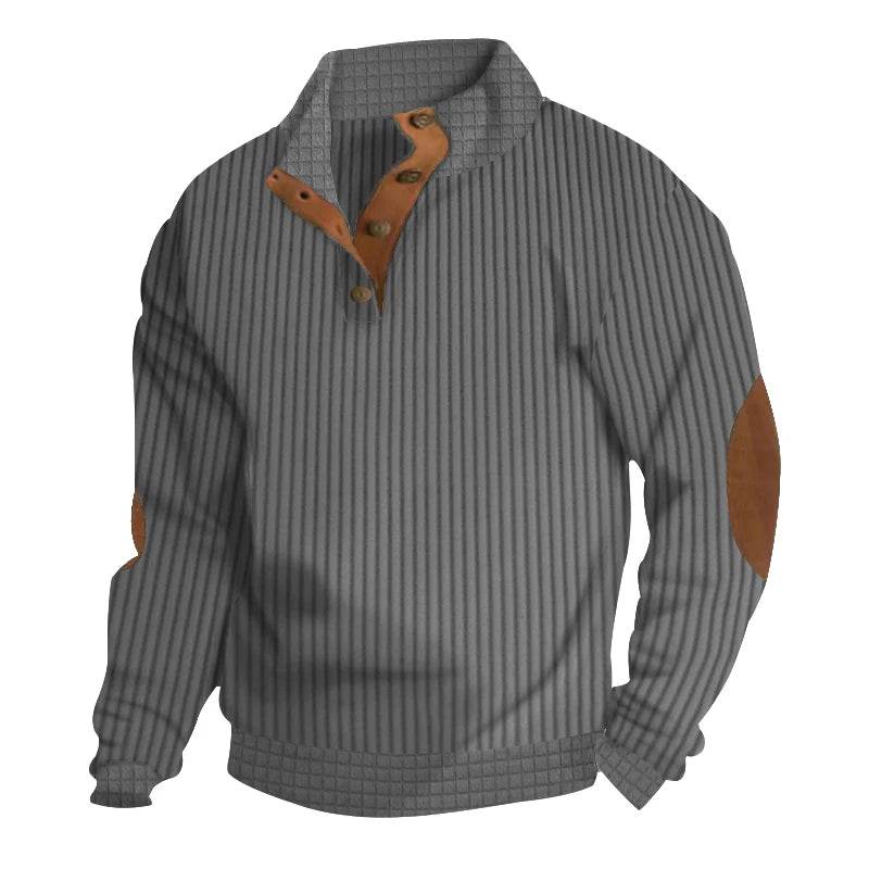 Buy Center Men's Casual Polo Sweater - Vertical Stripe Jacquard Design - Buy Center UK