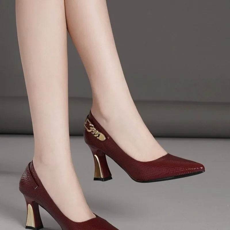 XINGDIKU Women's Snakeskin Leather Stiletto Pumps - Classic High Heels - Buy Center UK