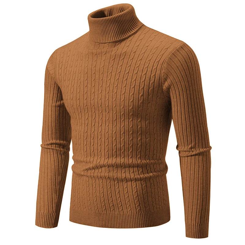 New Autumn Men's Jacquard Sweater - Cozy High Neck Turtleneck Pullover - Buy Center UK
