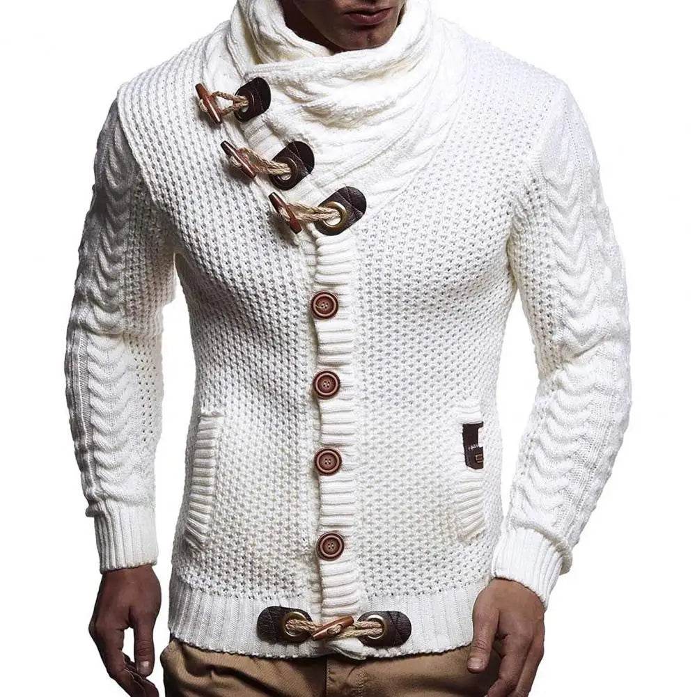 Vintage Turtleneck Cardigan Sweater - Slim Fit, Long Sleeve Men’s Knitwear - Buy Center UK