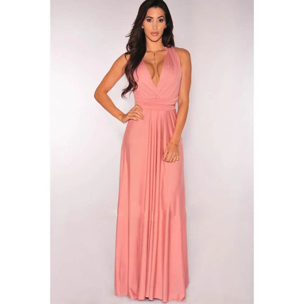 Buy Center Multi-Worn V-Neck Maxi Dress - Elegant Summer Style - Buy Center UK