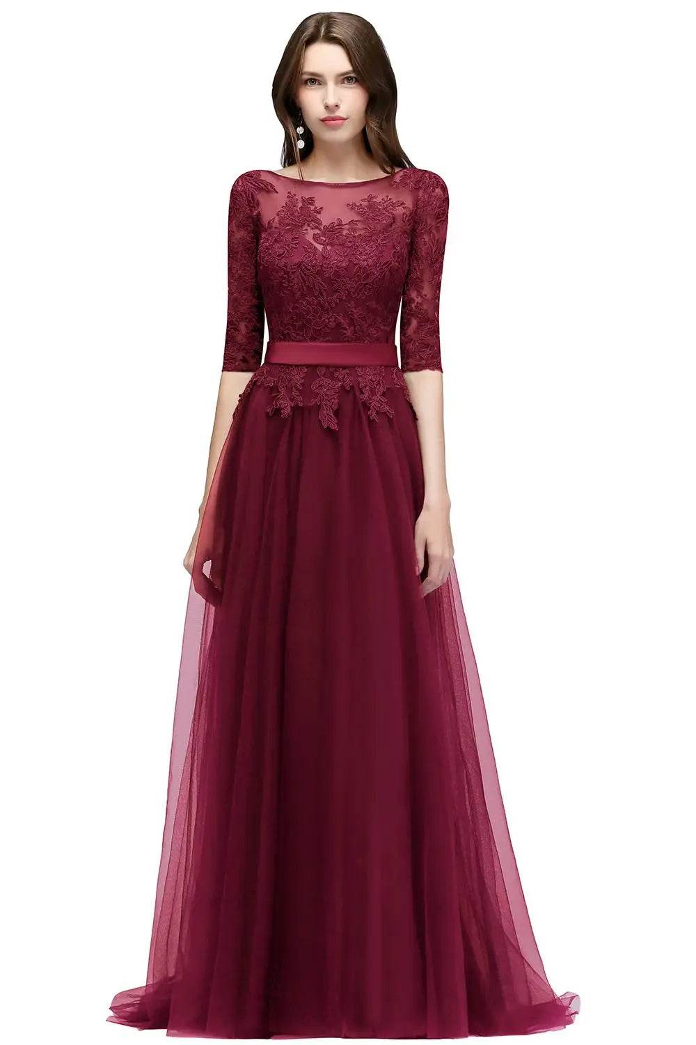 Buy Center Elegant Backless Lace Maxi Gown - Perfect for Weddings - Buy Center UK