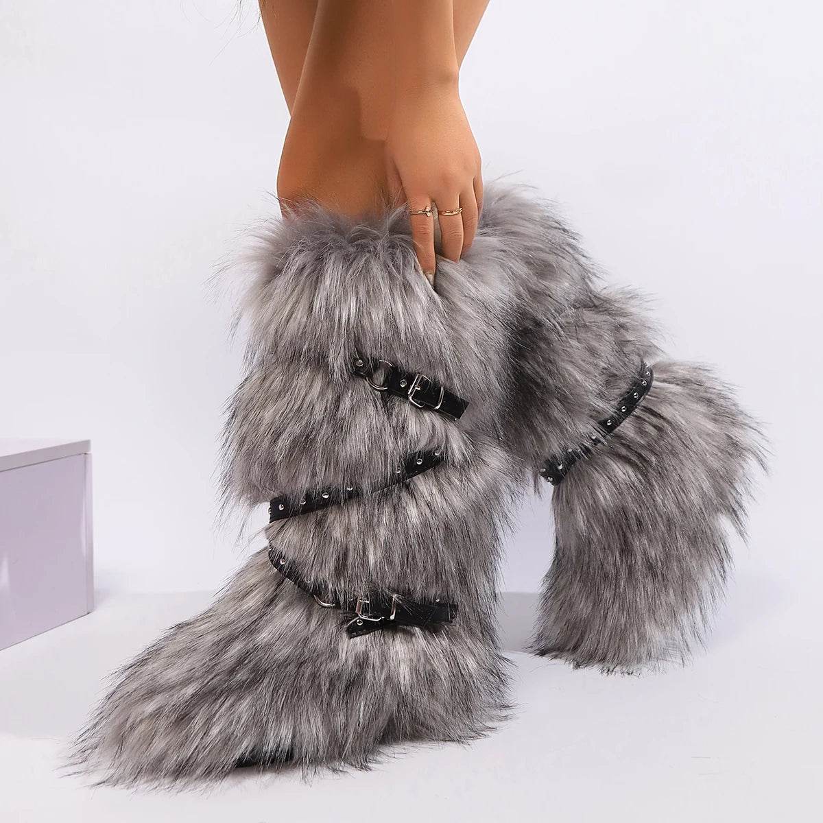 Buy Center Women’s Faux Fur Winter Snow Boots - Cute Over-Knee Style - Buy Center UK