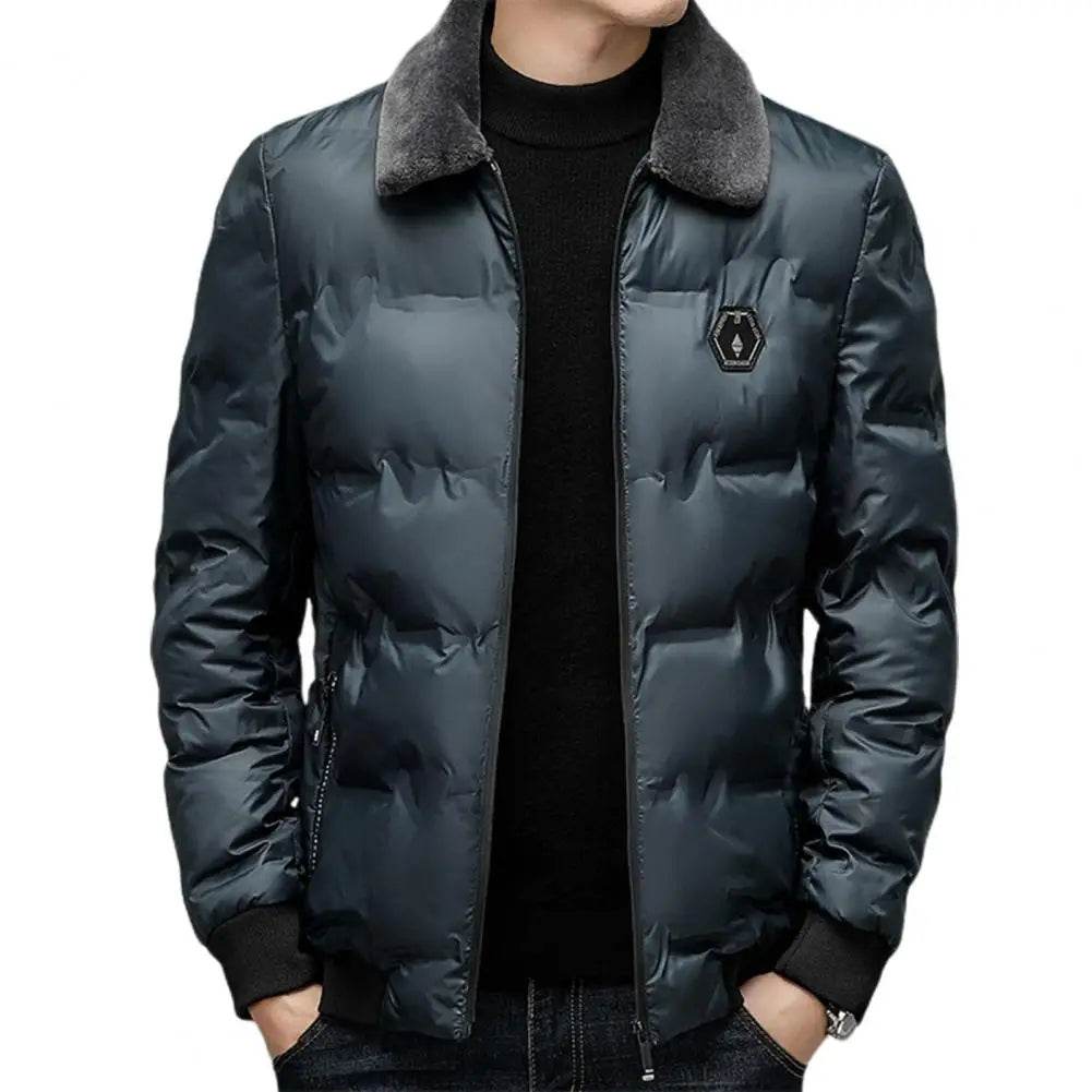 Buy Center Men’s Thickened Down Coat - Windproof, Faux Fur Lapel - Buy Center UK