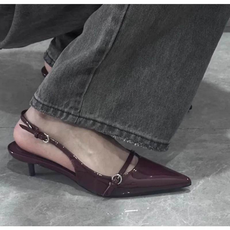 Buy Center Women's Fashion Sandals - Pointed Head, Thin Heels, Buckle - Buy Center UK