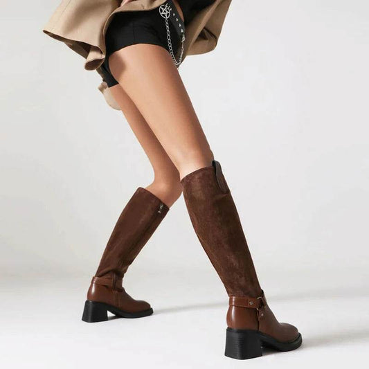 Buy Center Custom Women Knee High Snow Boots - Square Heels, Warm Fur - Buy Center UK
