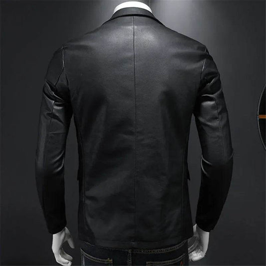 Buy Center Men's Slim Fit Leather Jacket - Casual Motorcycle Style - Buy Center UK