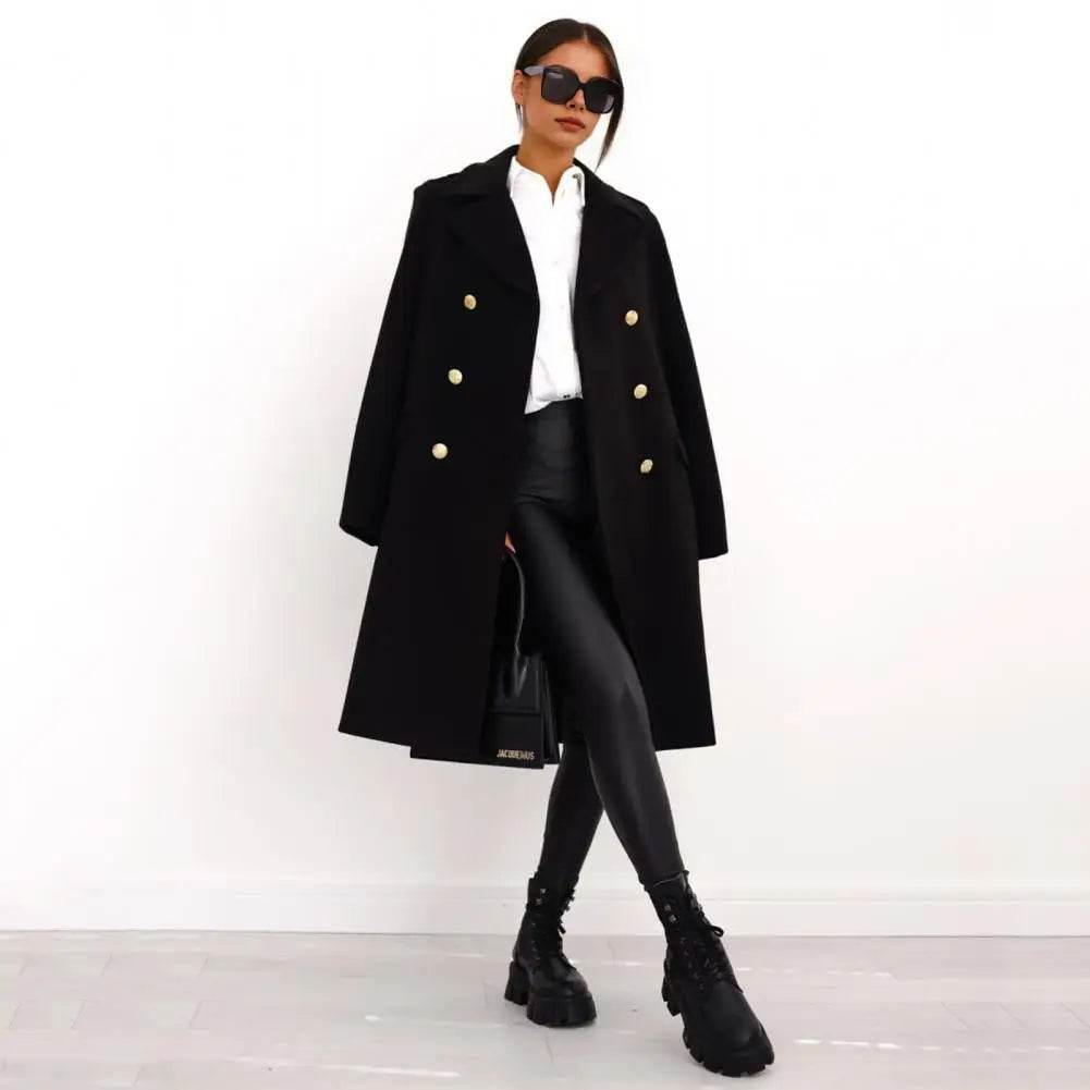 Buy Center Winter Women Overcoat - Double-Breasted Turn-Down Collar - Buy Center UK