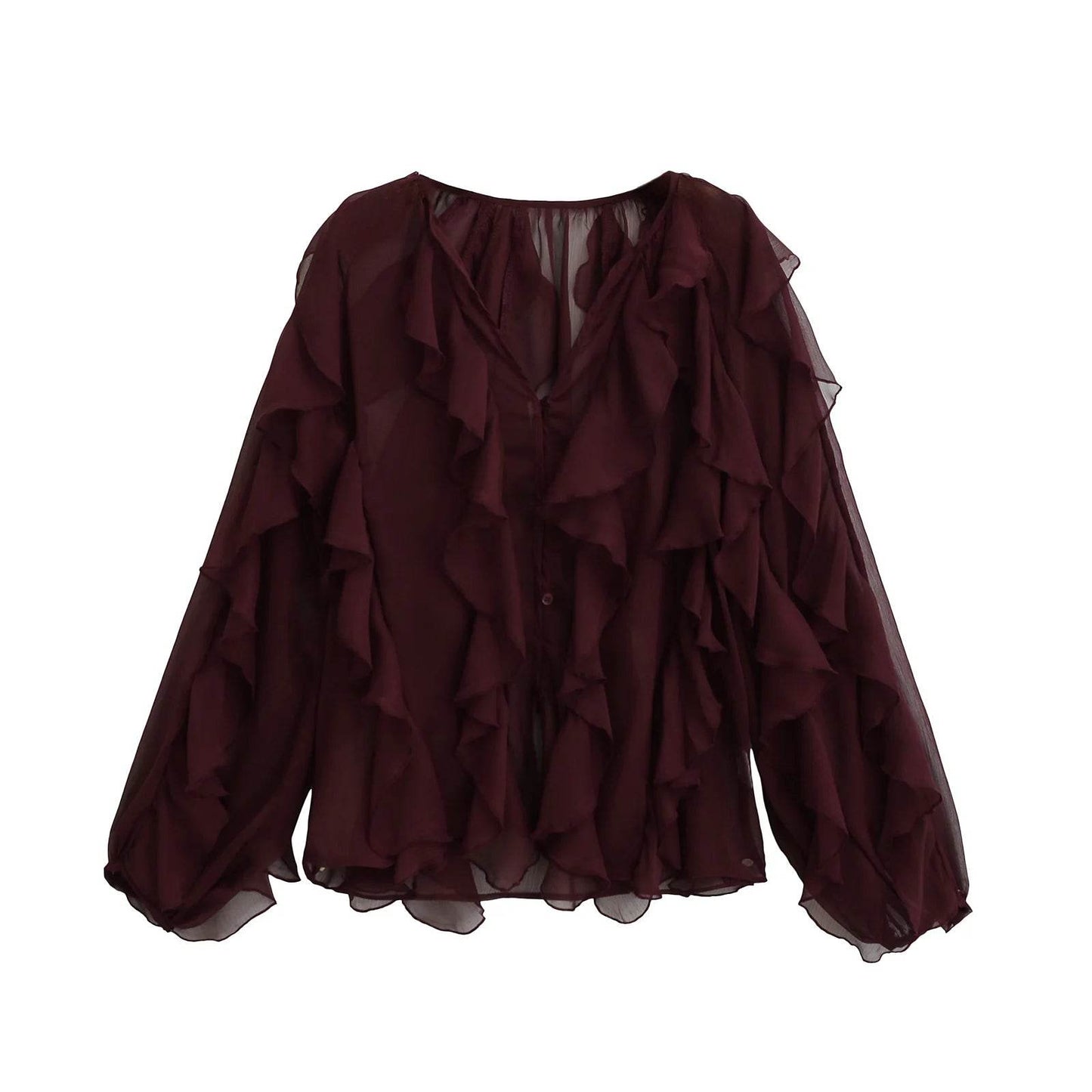 TRAFZA Women's Ruffles Blouses - Elegant V Neck Chic Tops - Buy Center UK