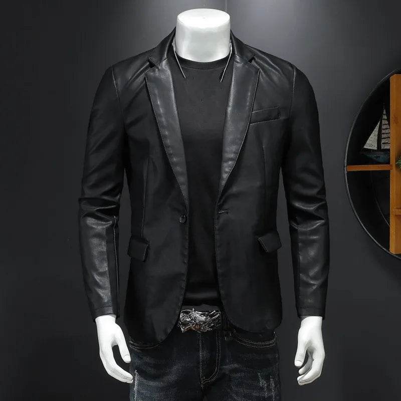 Buy Center Men's Slim Fit Leather Jacket - Casual Motorcycle Style - Buy Center UK