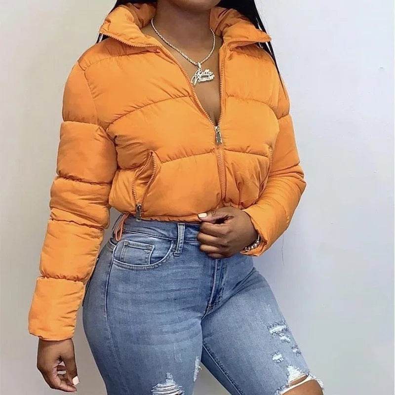 2024 Oversized Down Coat - Women's Cropped Puffer Jacket - Buy Center UK