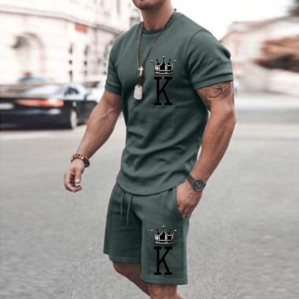 2025 Men's Summer Sports Set - Y2K Style 3D Poker King Design - Buy Center UK