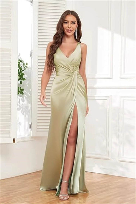Customized Mermaid Satin Bridesmaid Dresses - Elegant V-Neck Design - Buy Center UK