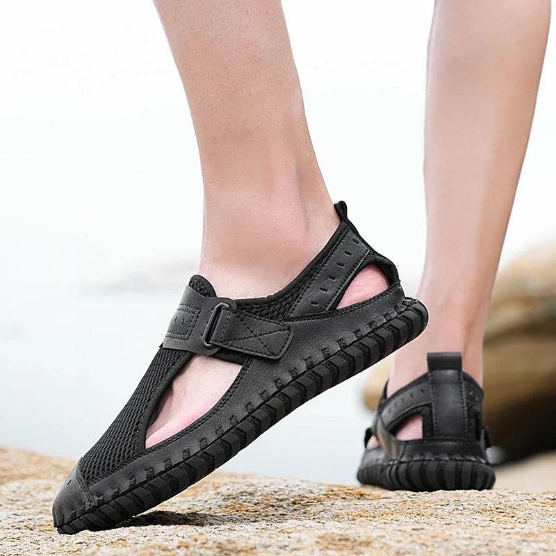 Buy Center Genuine Leather Men’s Sandals - Casual Summer Beach Shoes - Buy Center UK