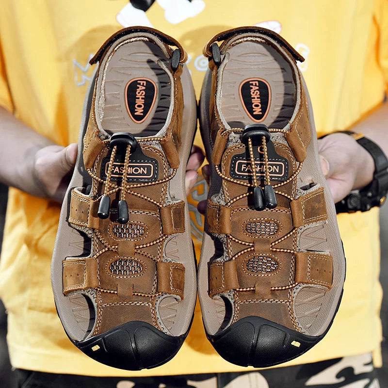 Buy Center Genuine Leather Men’s Sandals - Leisure Beach Slippers - Buy Center UK