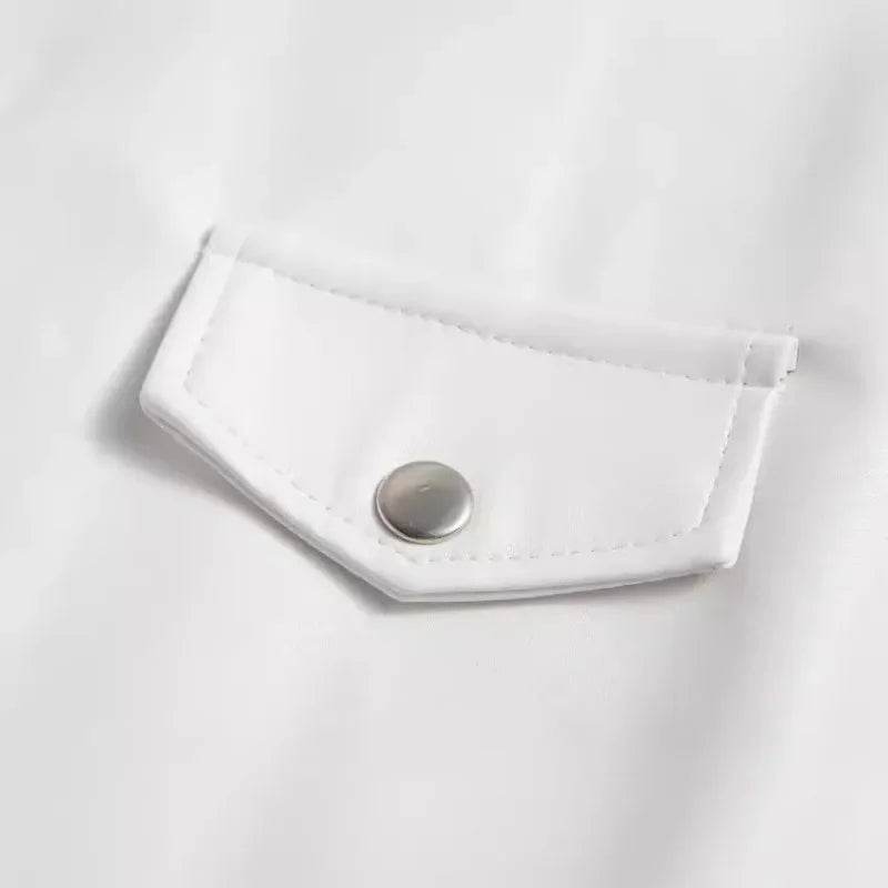 Buy Center Men's White Leather Jacket - Fashionable Turn-down Collar - Buy Center UK