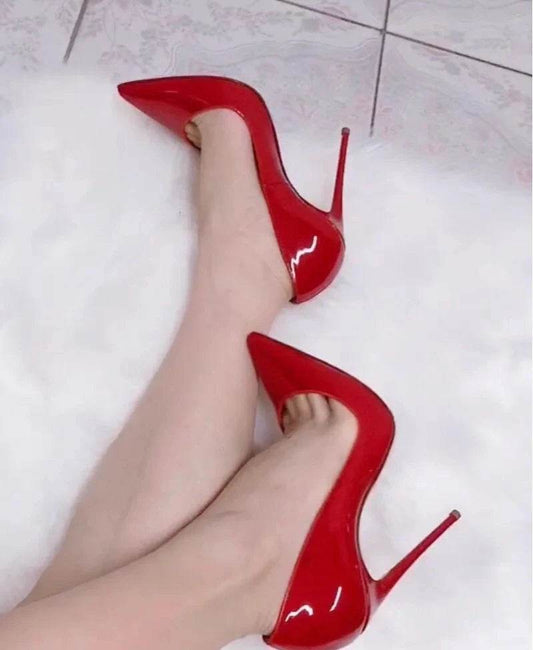 Buy Center Stylish Red Patent Leather High Heels - Pointed Toe Pumps - Buy Center UK