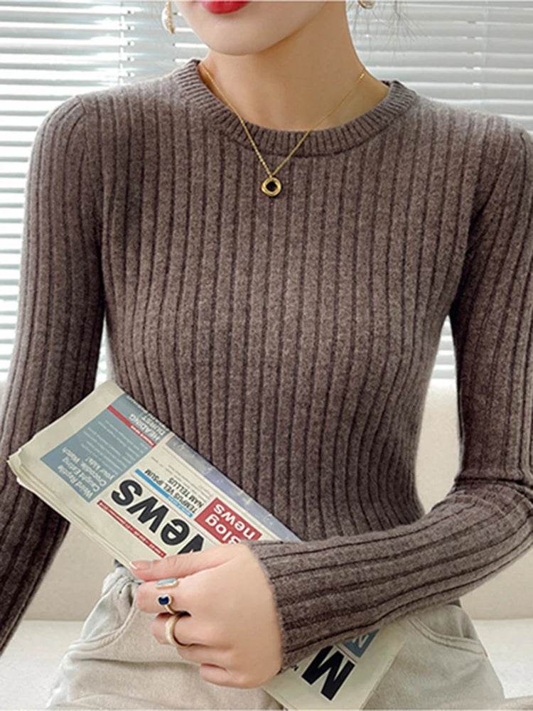 Buy Center Women's Ribbed Sweater - Soft Long Sleeve Pullover - Buy Center UK