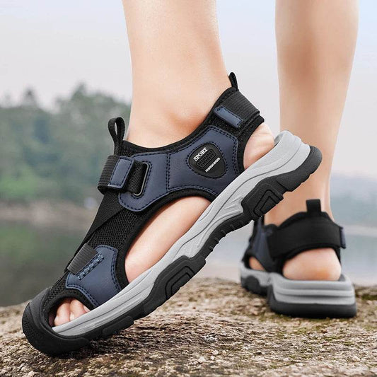 Buy Center Men's Genuine Leather Sandals - Casual Beach Shoes - Buy Center UK