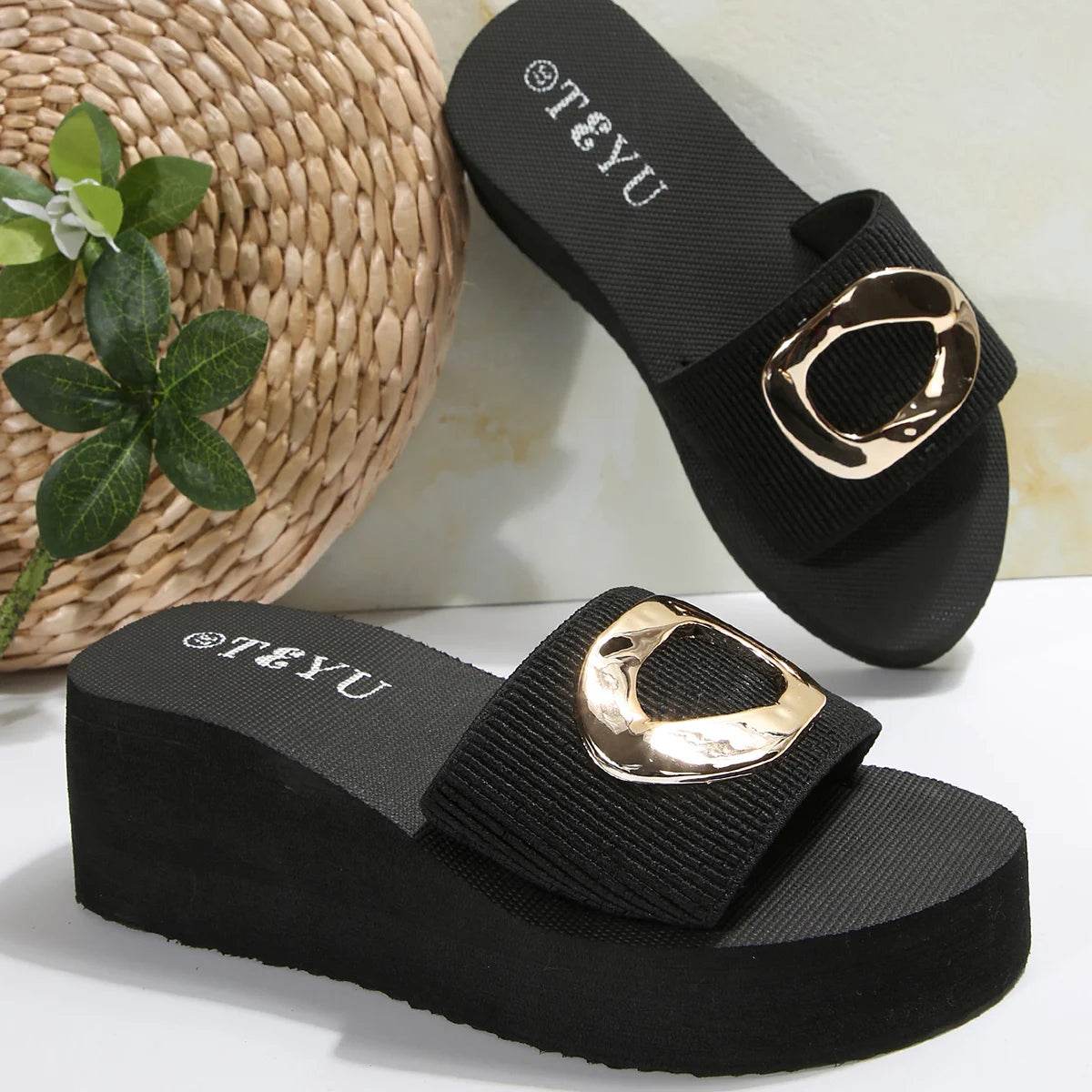 Buy Center Lightweight Wedge Slippers - Summer Thick Bottom Slides - Buy Center UK